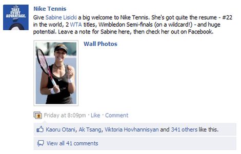 Nike has officially become the clothing sponsor of Sabine Lisicki